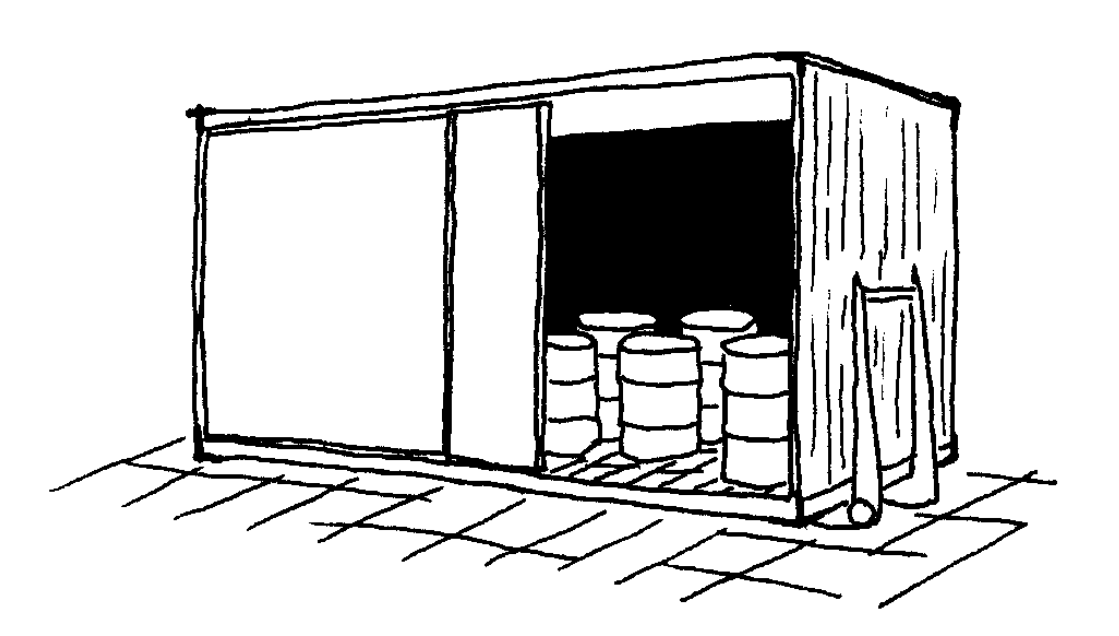 En container med opsamlingsbeholdere